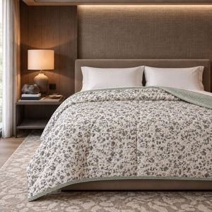 Aster Slate Blue Floral King Size Comforter - Home Artisan