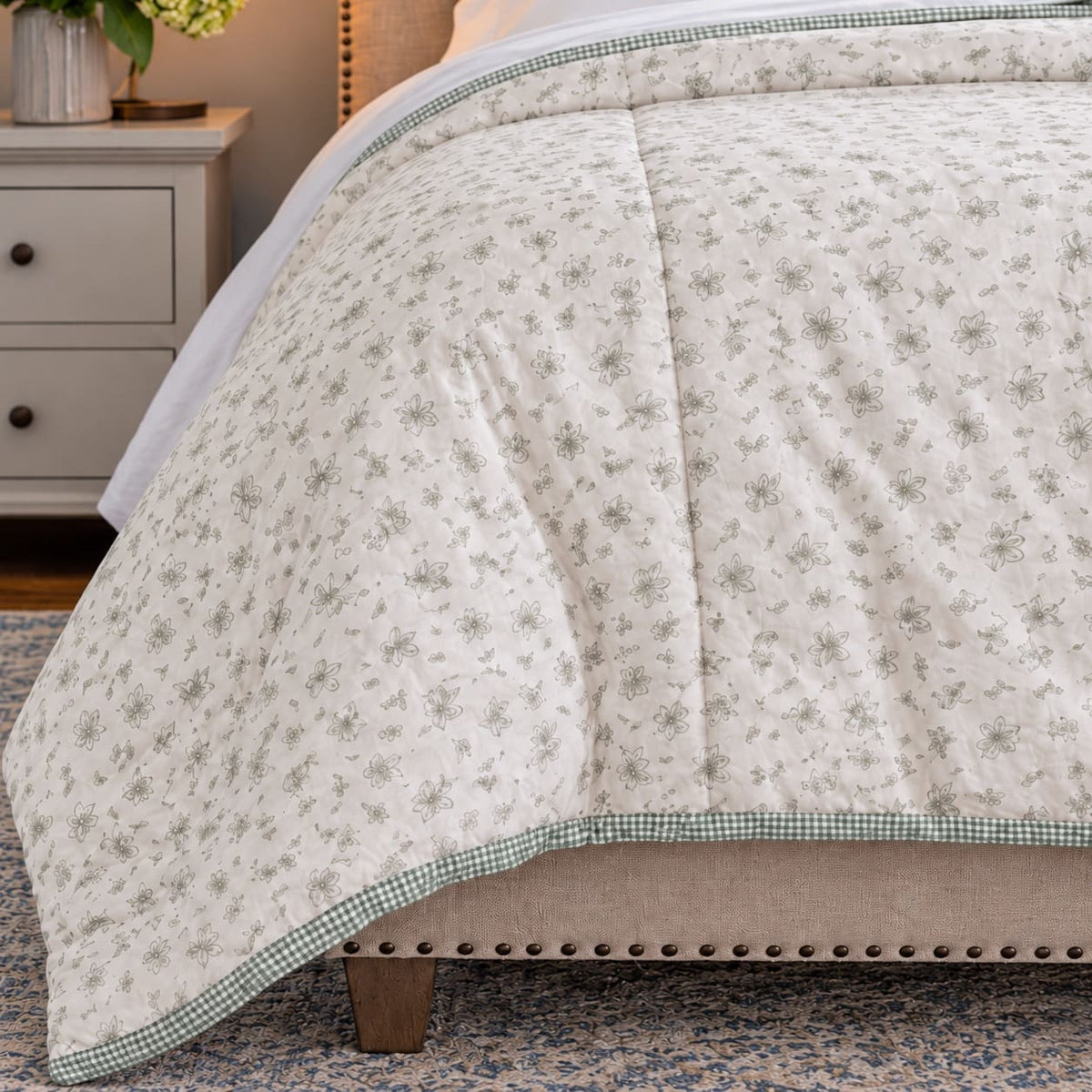 Primrose Sage Petite Floral King Size Comforter - Home Artisan