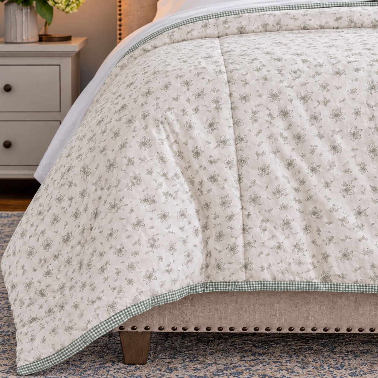 Primrose Sage Petite Floral King Size Comforter - Home Artisan