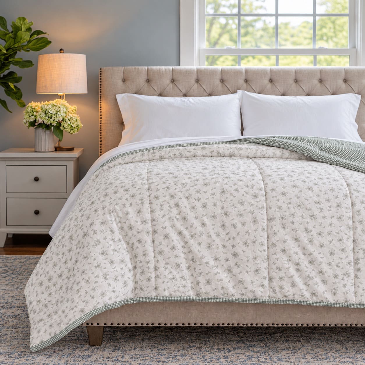 Primrose Sage Petite Floral King Size Comforter - Home Artisan