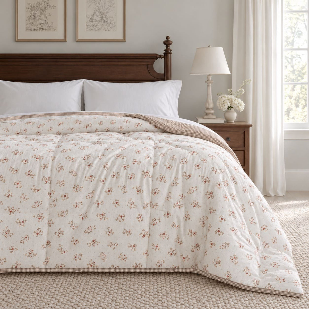 Rosalie Blush Bouquet King Size Comforter - Home Artisan