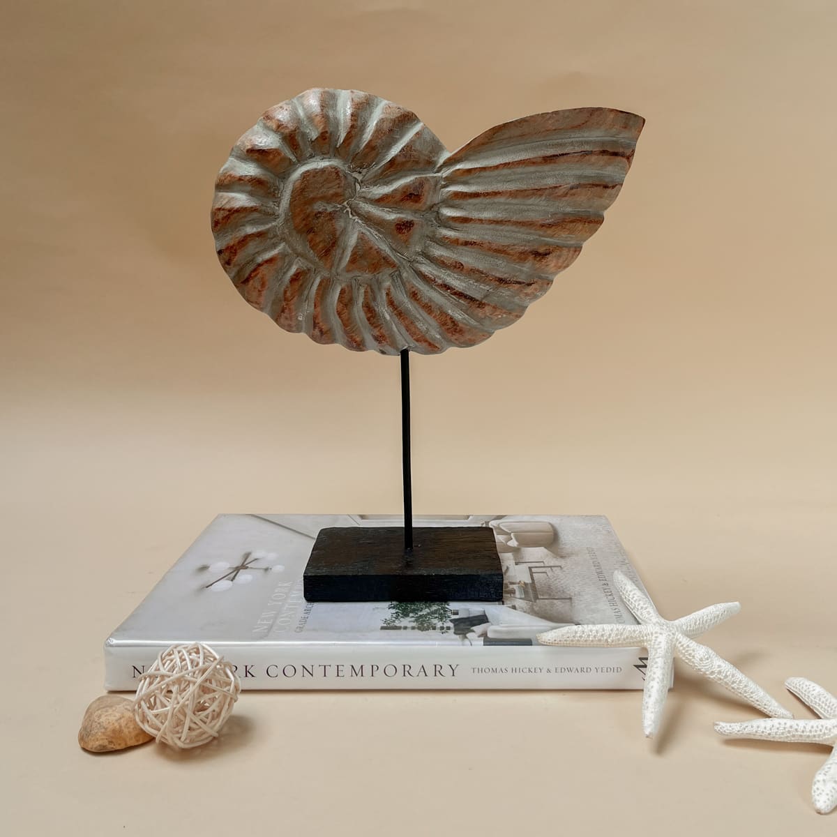 Serena Nautical Shell Wooden Sculpture - Home Artisan