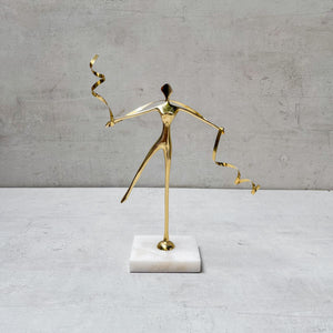 Golden Ballet of Silk Brass Sculpture - Home Artisan