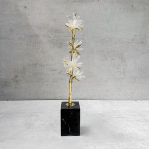 Ardenia Golden Flora Brass and Crystal Sculpture - Home Artisan