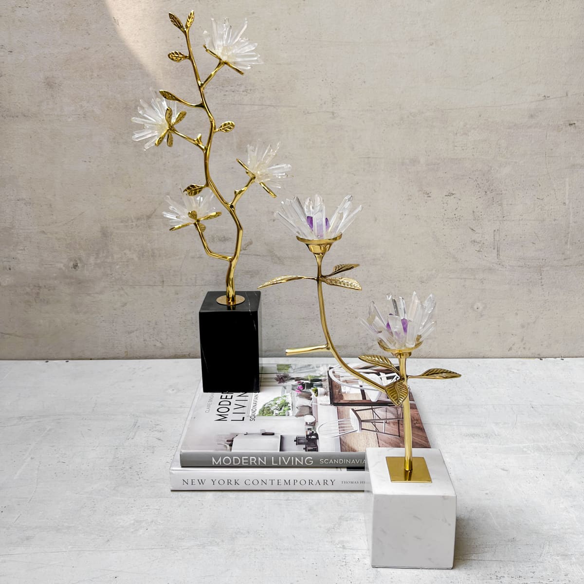 Camelia Eternal Blossom Brass and Crystal Sculpture - Home Artisan