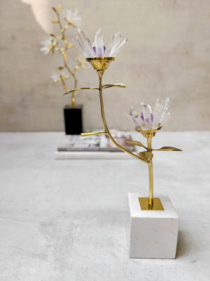 Camelia Eternal Blossom Brass and Crystal Sculpture - Home Artisan