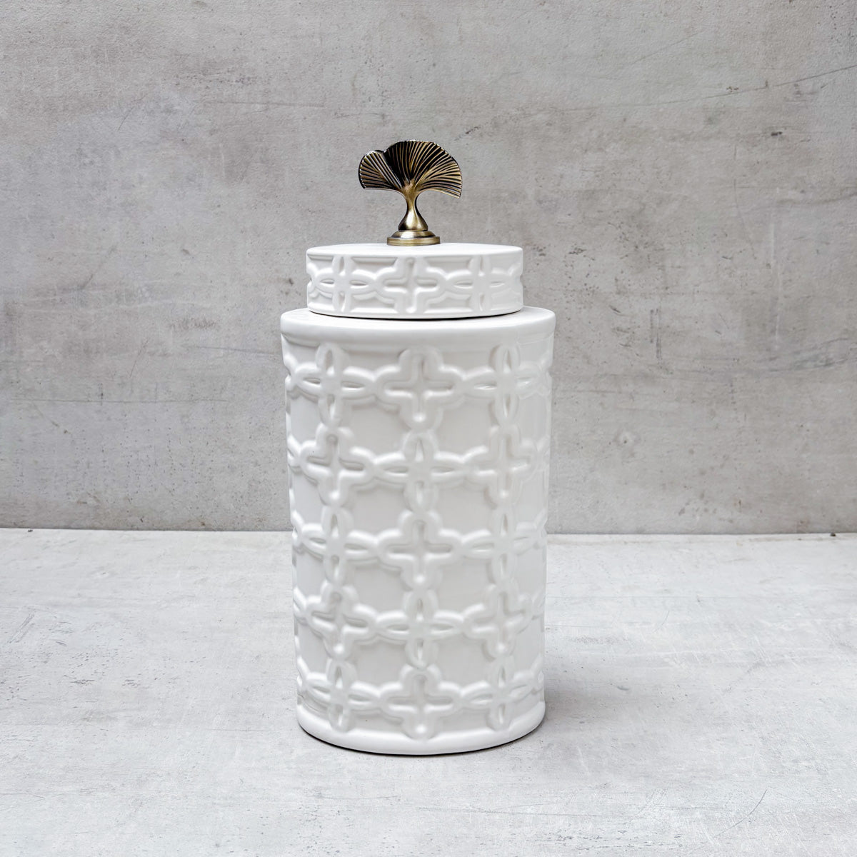 Gingko Grace Ceramic Jar (Large) - Home Artisan