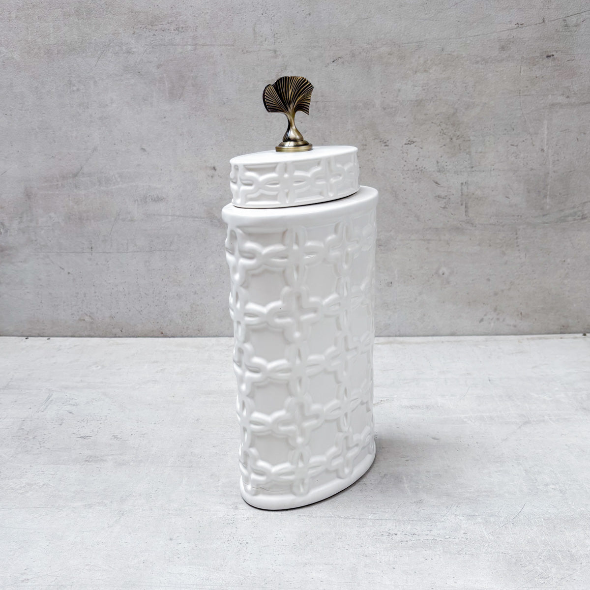 Gingko Grace Ceramic Jar (Large) - Home Artisan