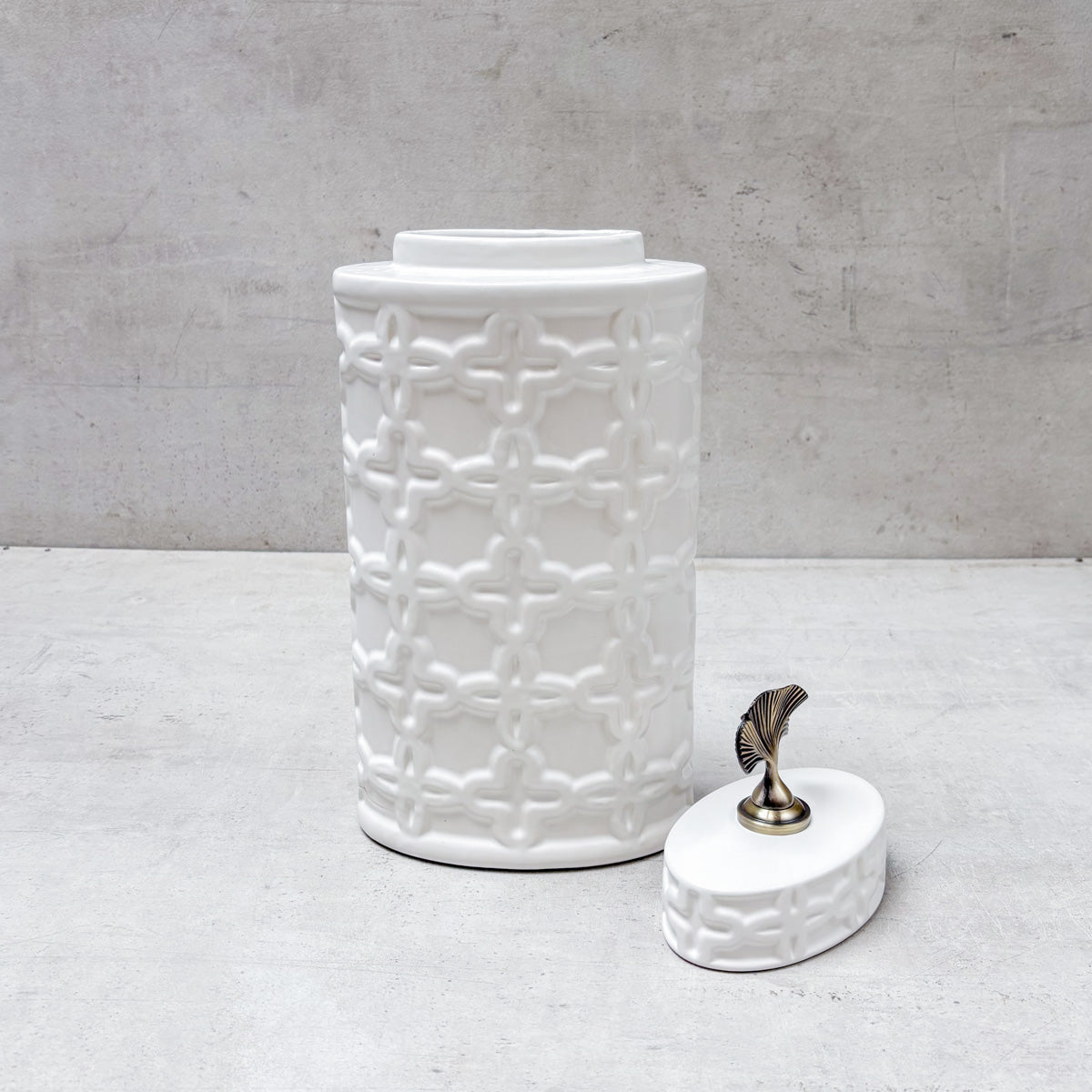 Gingko Grace Ceramic Jar (Large) - Home Artisan