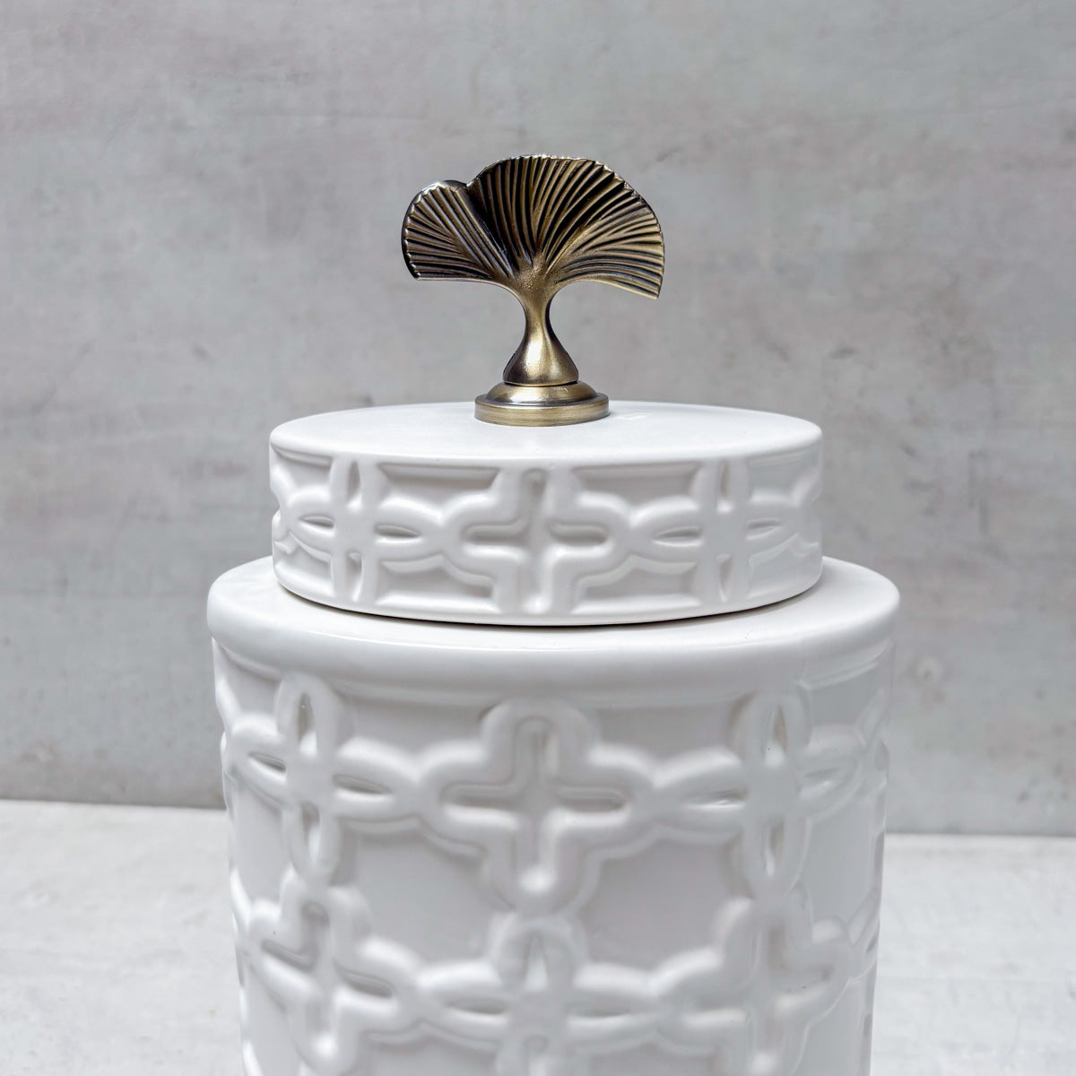 Gingko Grace Ceramic Jar (Large) - Home Artisan