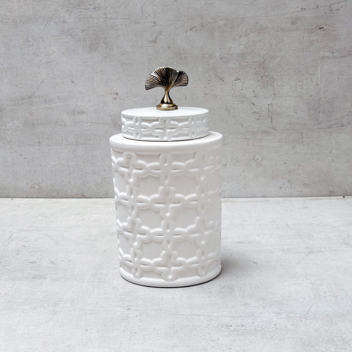 Gingko Grace Ceramic Jar (Medium) - Home Artisan