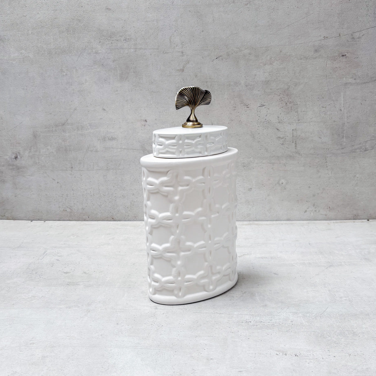 Gingko Grace Ceramic Jar (Medium) - Home Artisan