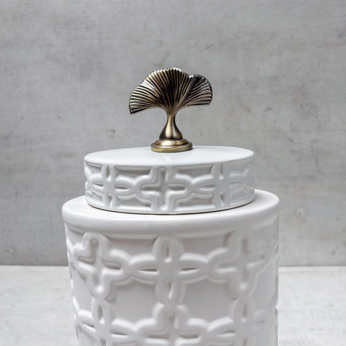 Gingko Grace Ceramic Jar (Medium) - Home Artisan