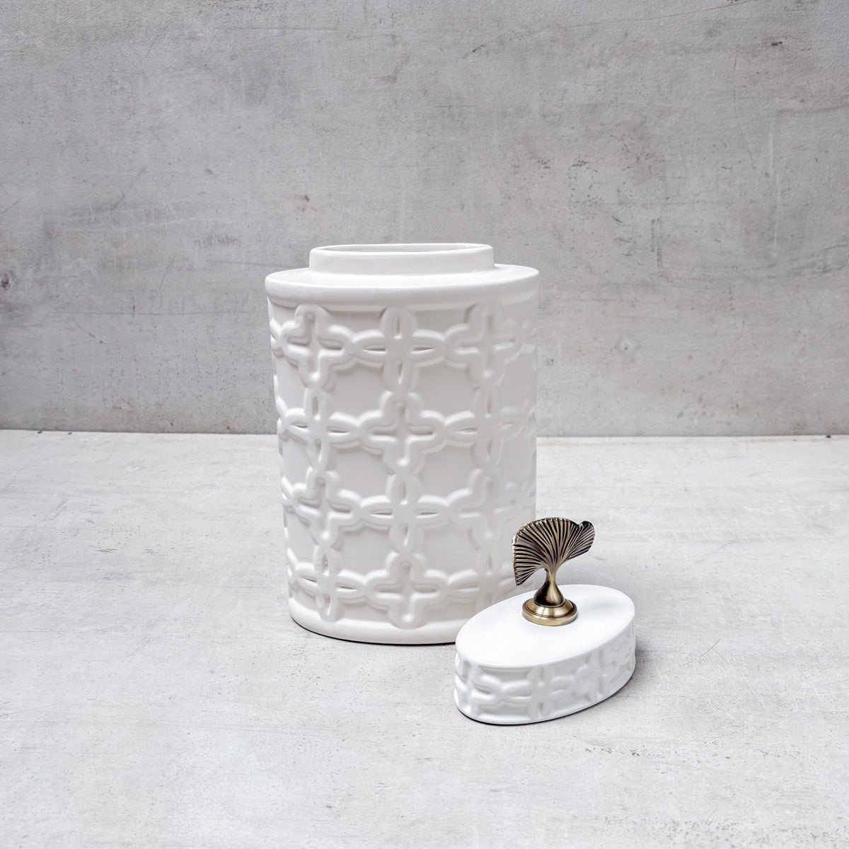 Gingko Grace Ceramic Jar (Medium) - Home Artisan