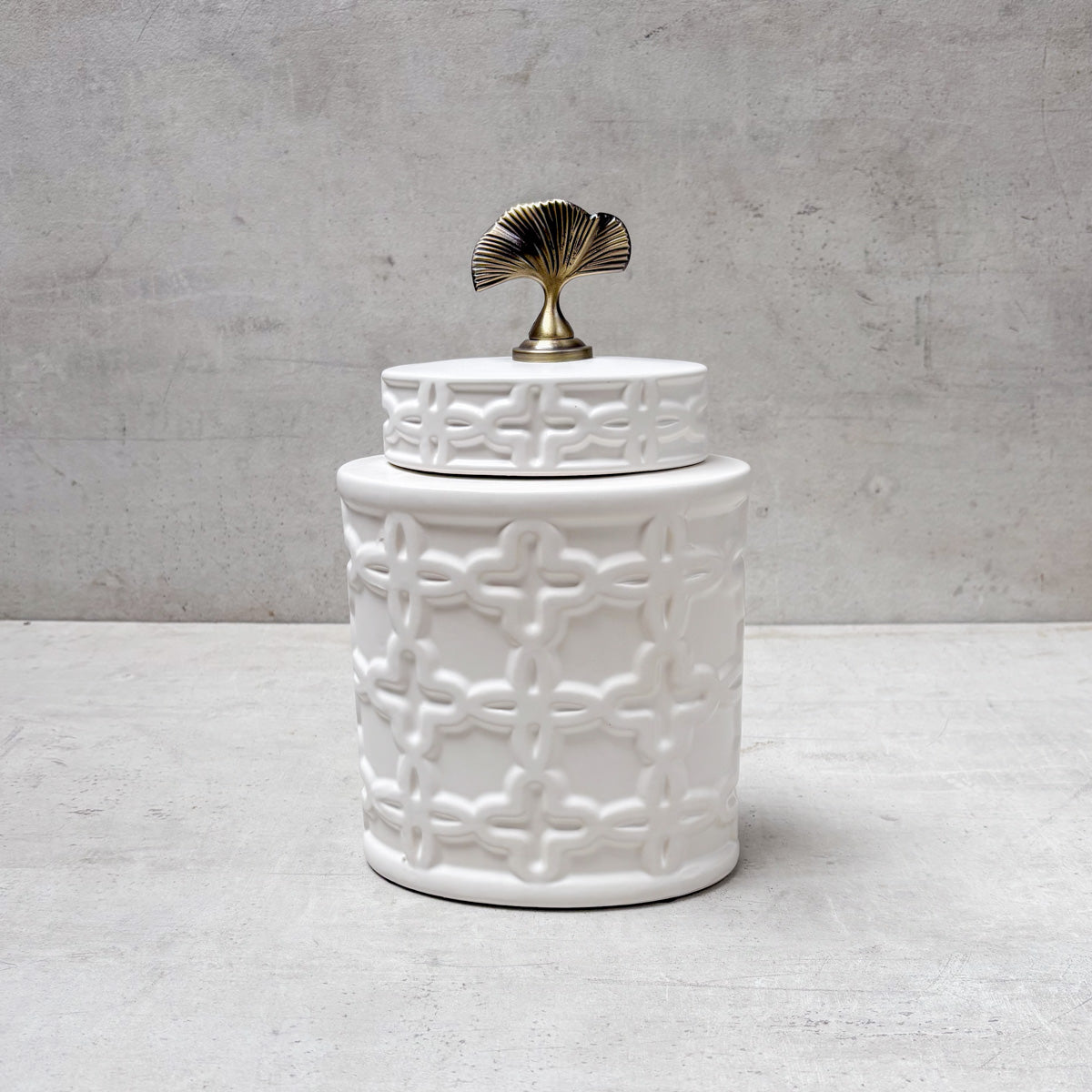 Gingko Grace Ceramic Jar (Small) - Home Artisan