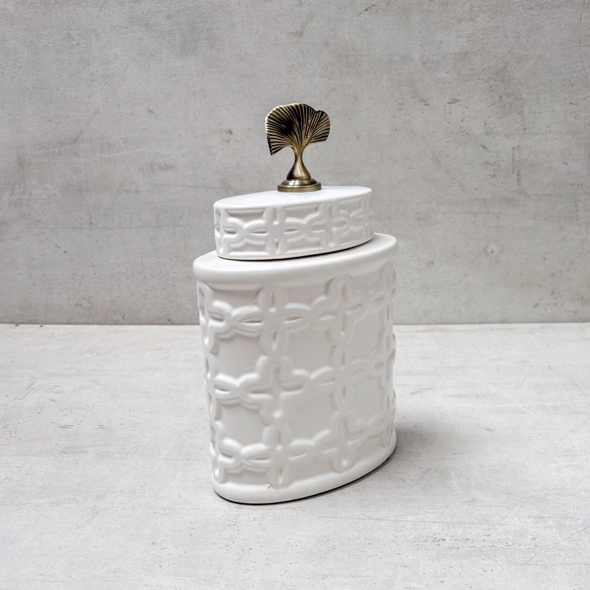 Gingko Grace Ceramic Jar (Small) - Home Artisan