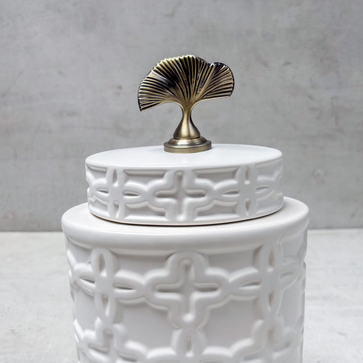 Gingko Grace Ceramic Jar (Small) - Home Artisan
