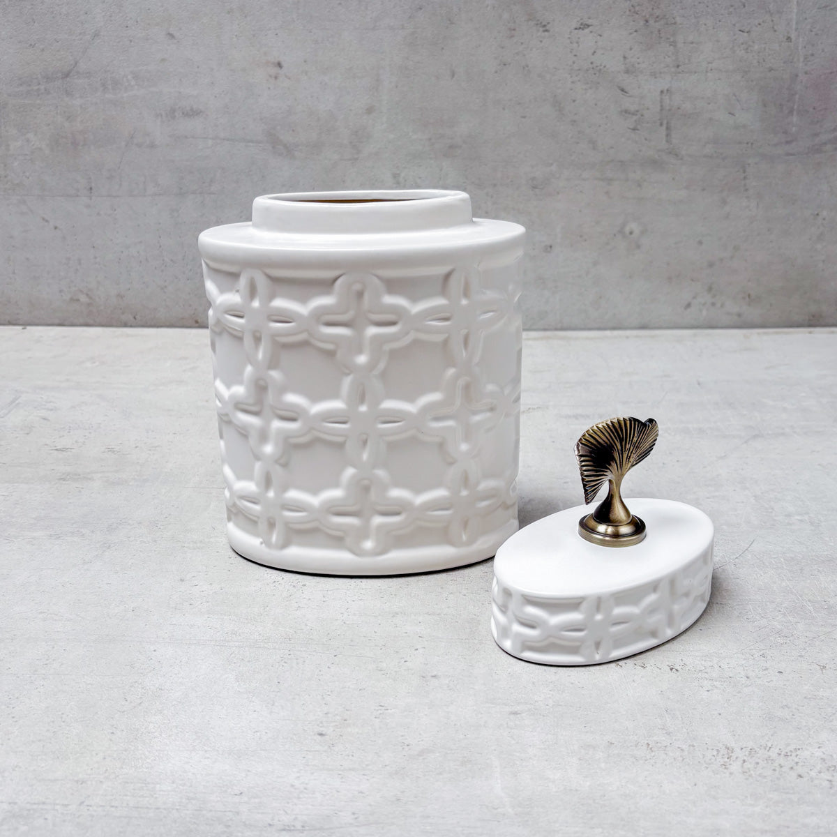 Gingko Grace Ceramic Jar (Small) - Home Artisan