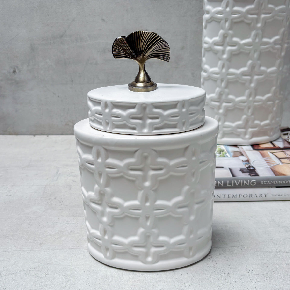 Gingko Grace Ceramic Jar (Small) - Home Artisan