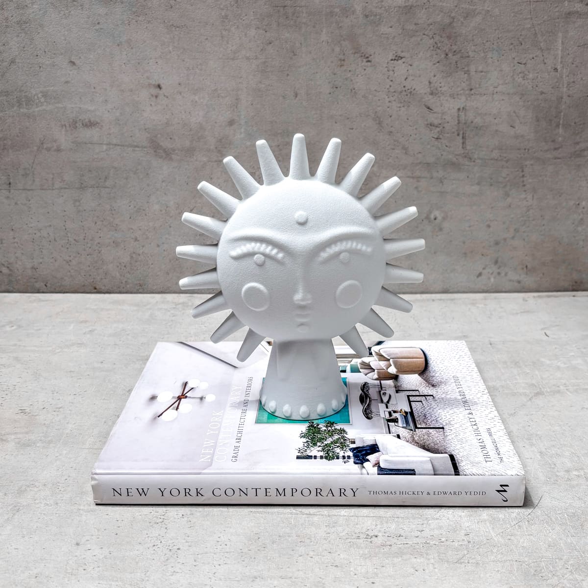 Sun Spirit Ceramic White Totem Sculpture - Home Artisan