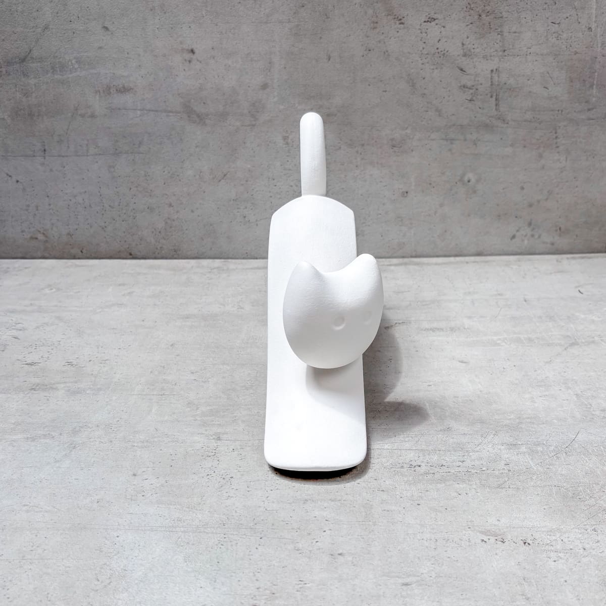 Stretching Cat White Ceramic Sculpture - Home Artisan