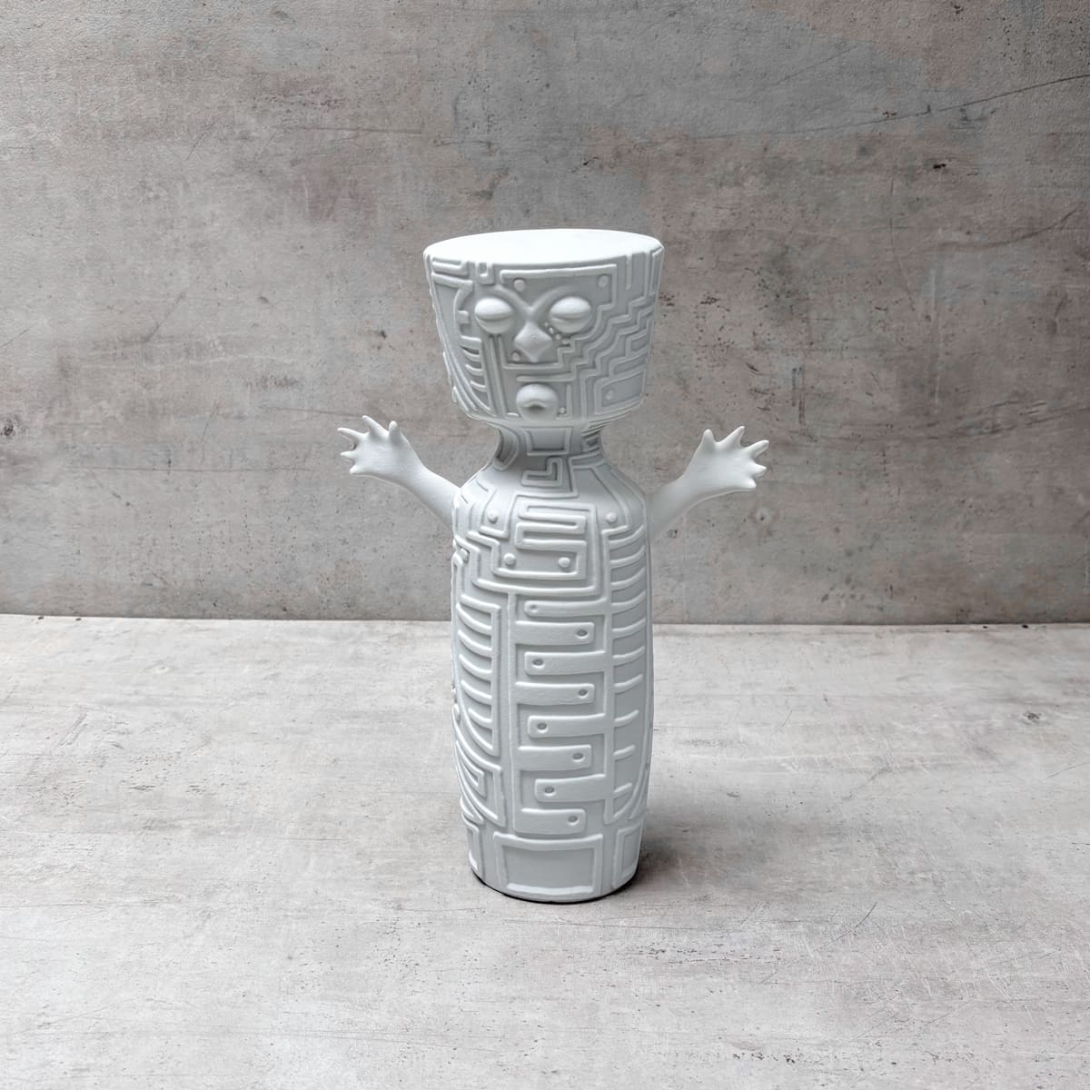 Tribal Totem White Ceramic Sculpture - Home Artisan