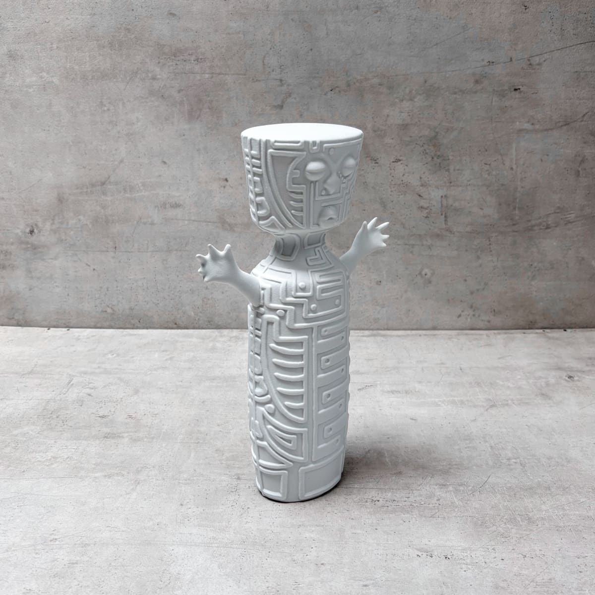 Tribal Totem White Ceramic Sculpture - Home Artisan