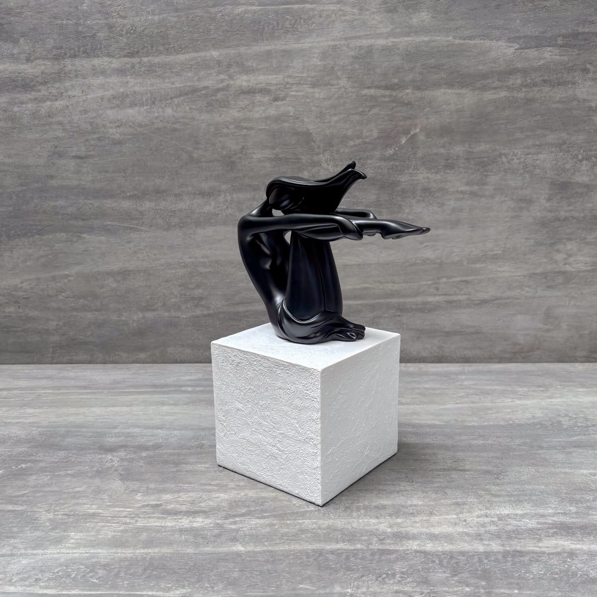 Contemporary Black Figurine on White Base - Home Artisan