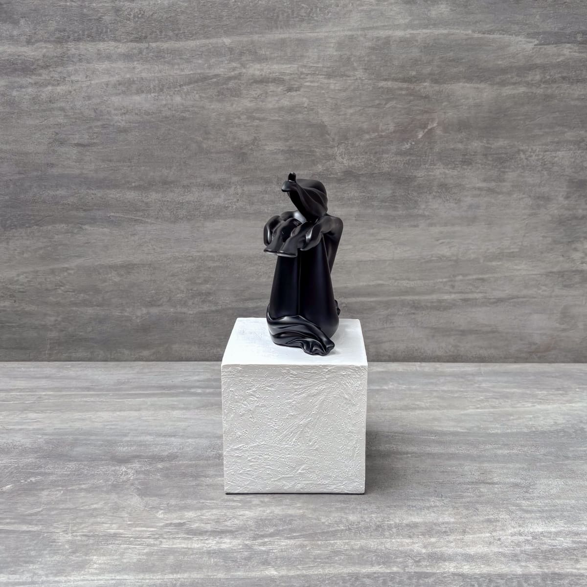Contemporary Black Figurine on White Base - Home Artisan
