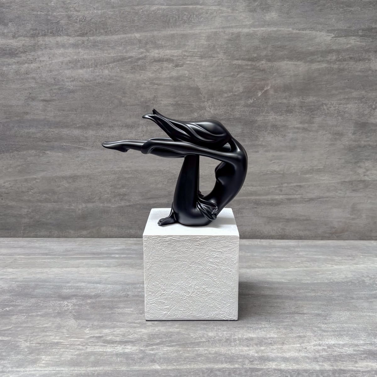 Contemporary Black Figurine on White Base - Home Artisan
