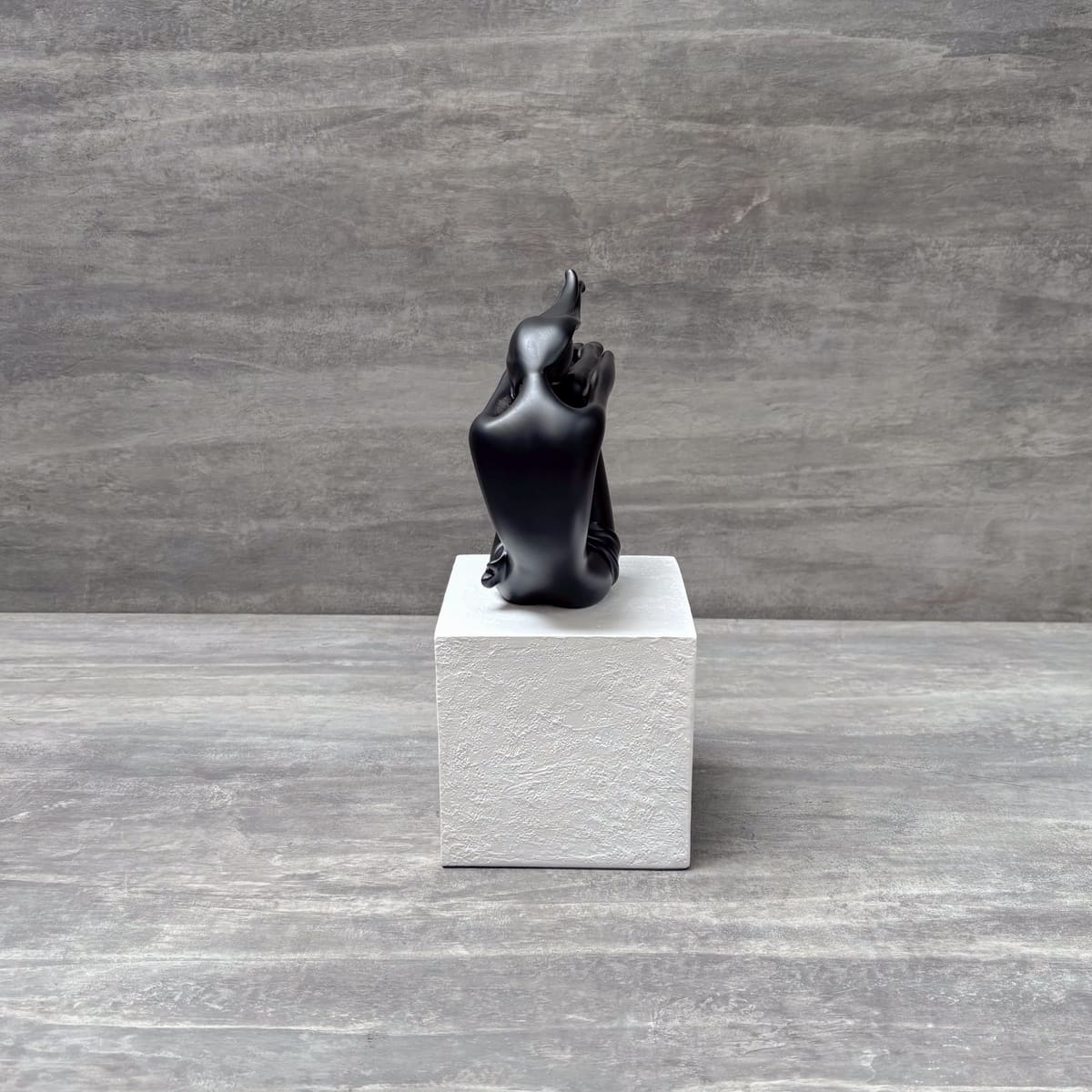 Contemporary Black Figurine on White Base - Home Artisan