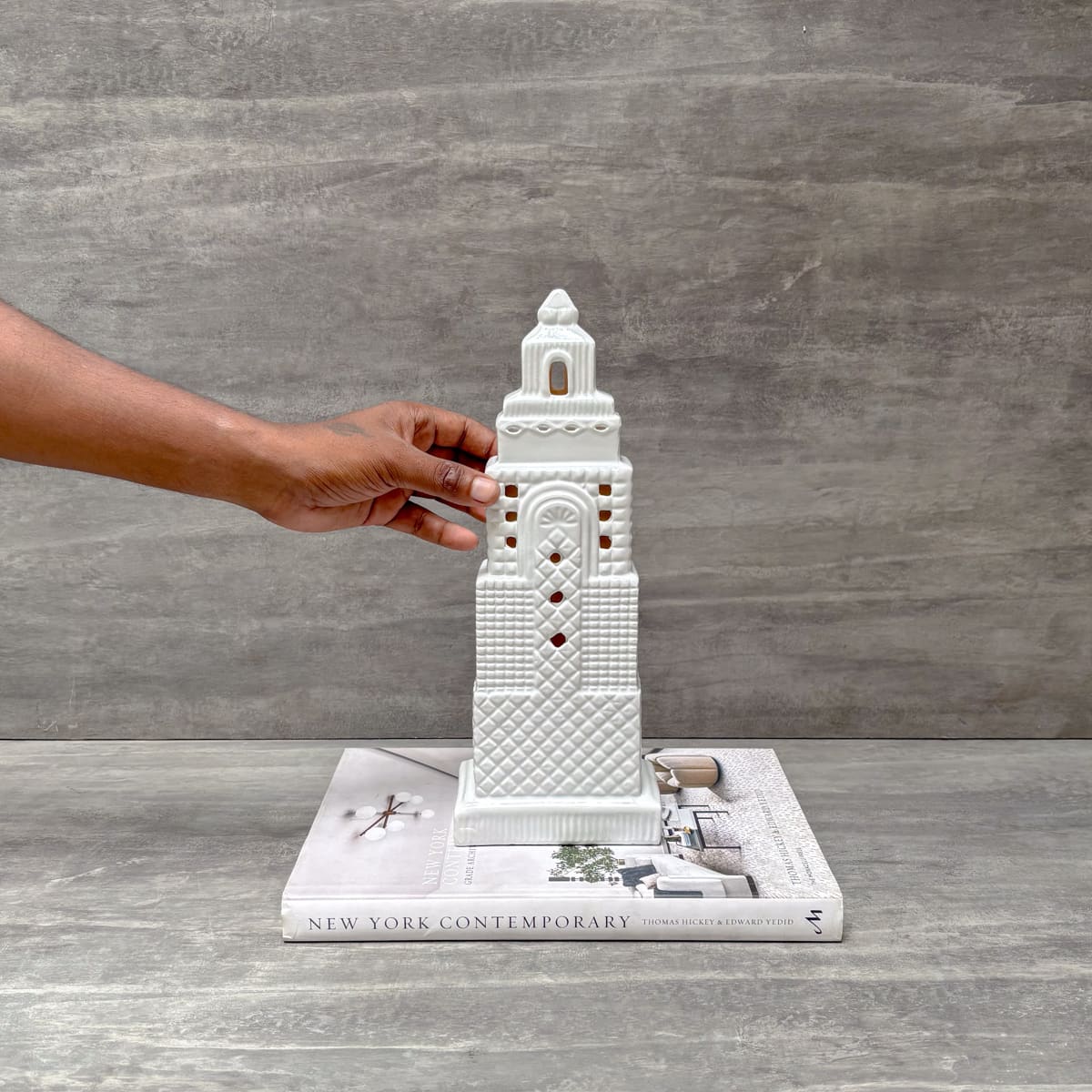White Moroccan Tower Sculpture - Home Artisan