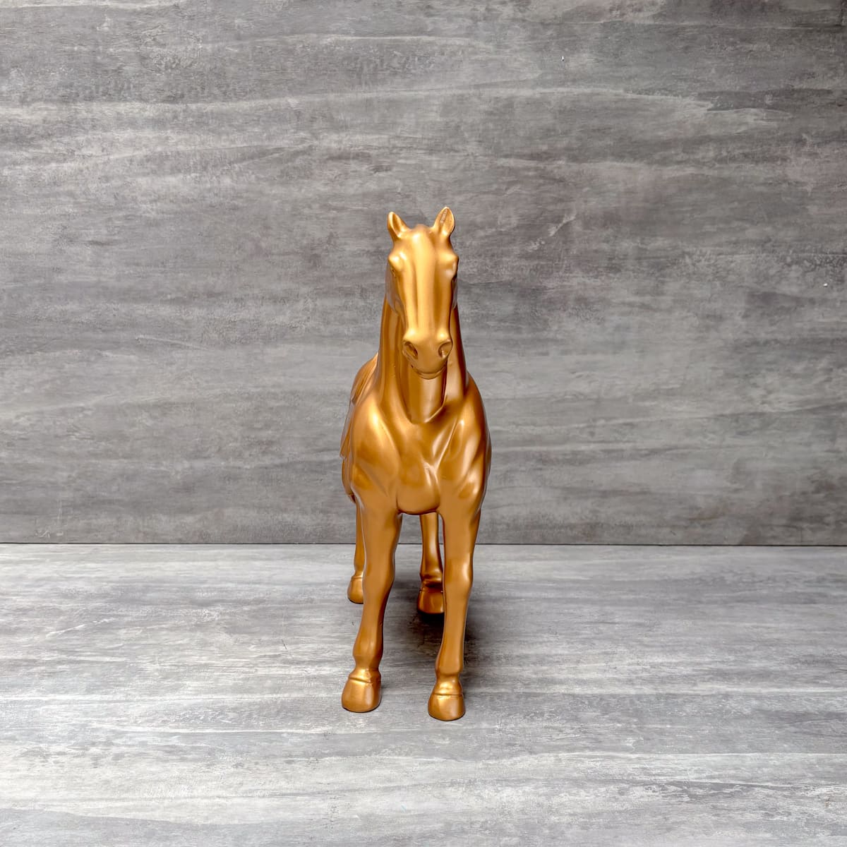 Golden Horse with Saddle Sculpture - Home Artisan