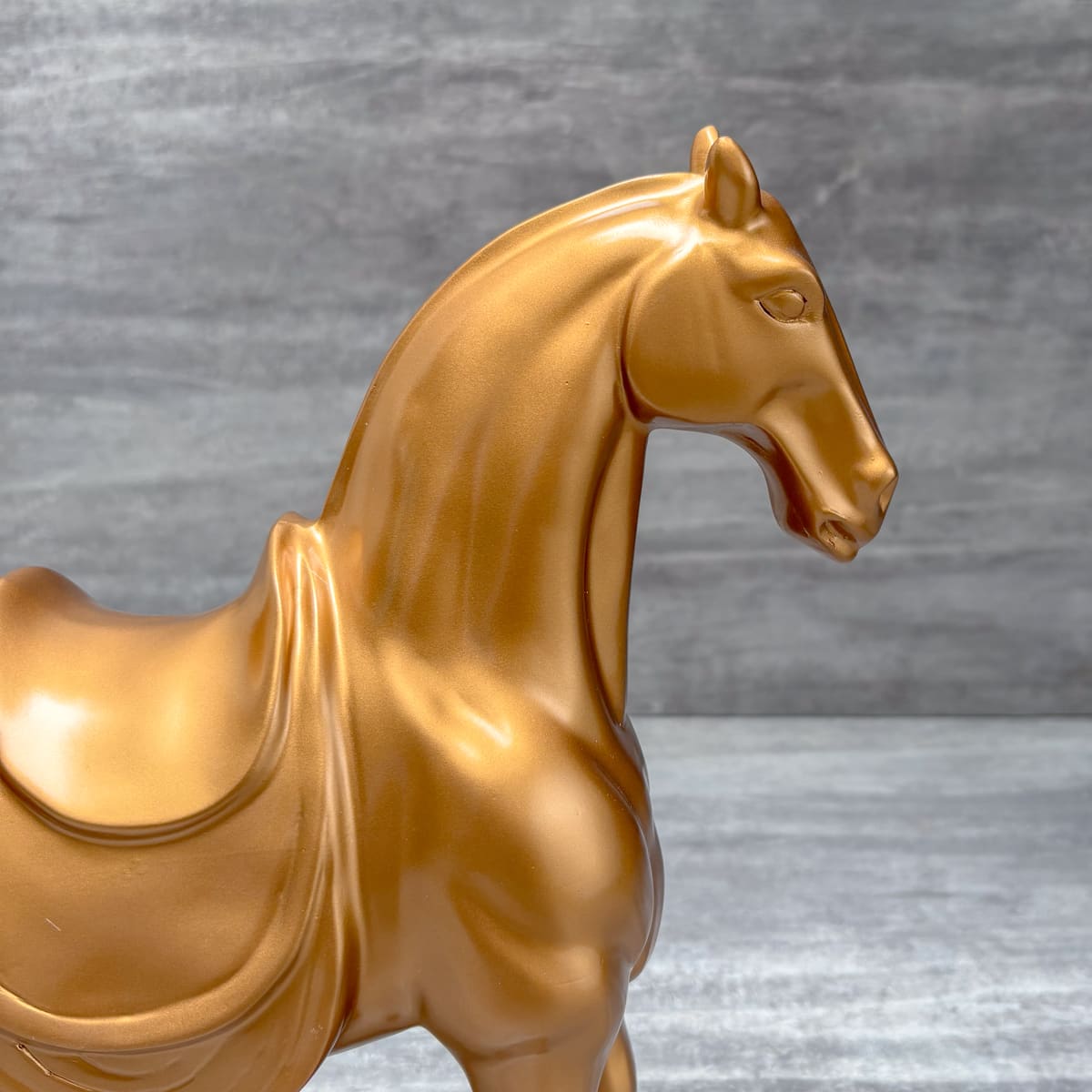 Golden Horse with Saddle Sculpture - Home Artisan