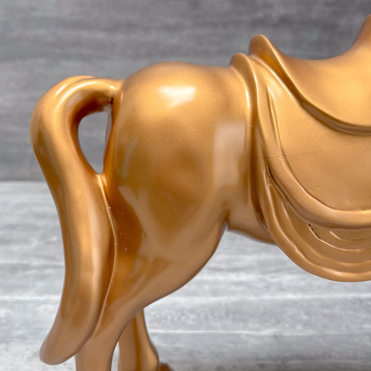 Golden Horse with Saddle Sculpture - Home Artisan