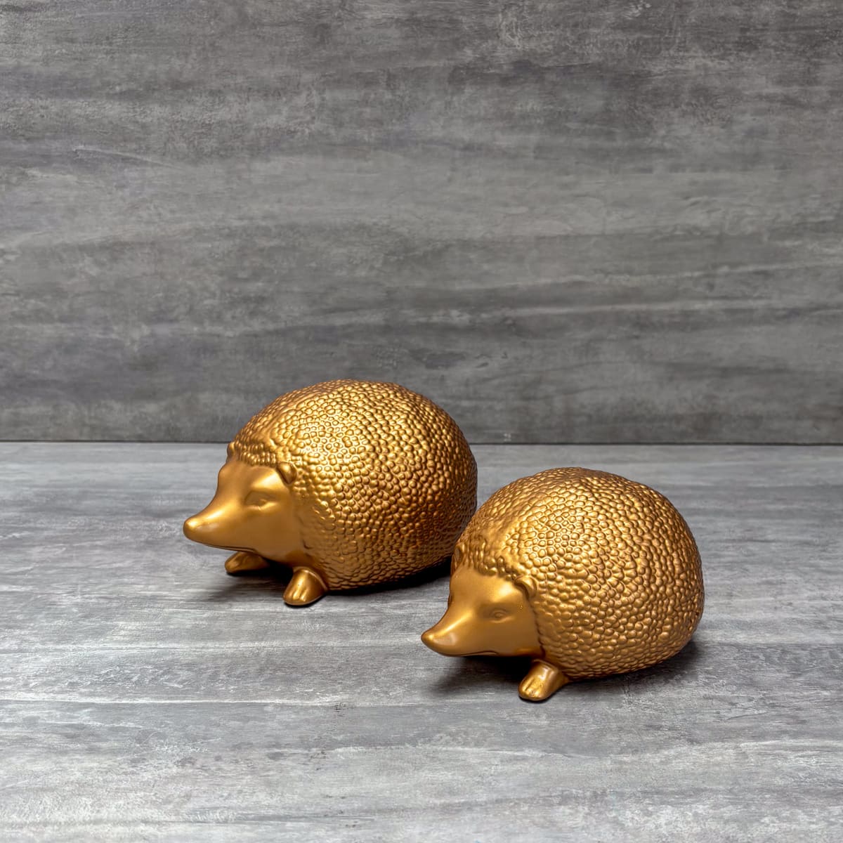 Golden Hedgehog Sculptures – Set of 2 - Home Artisan