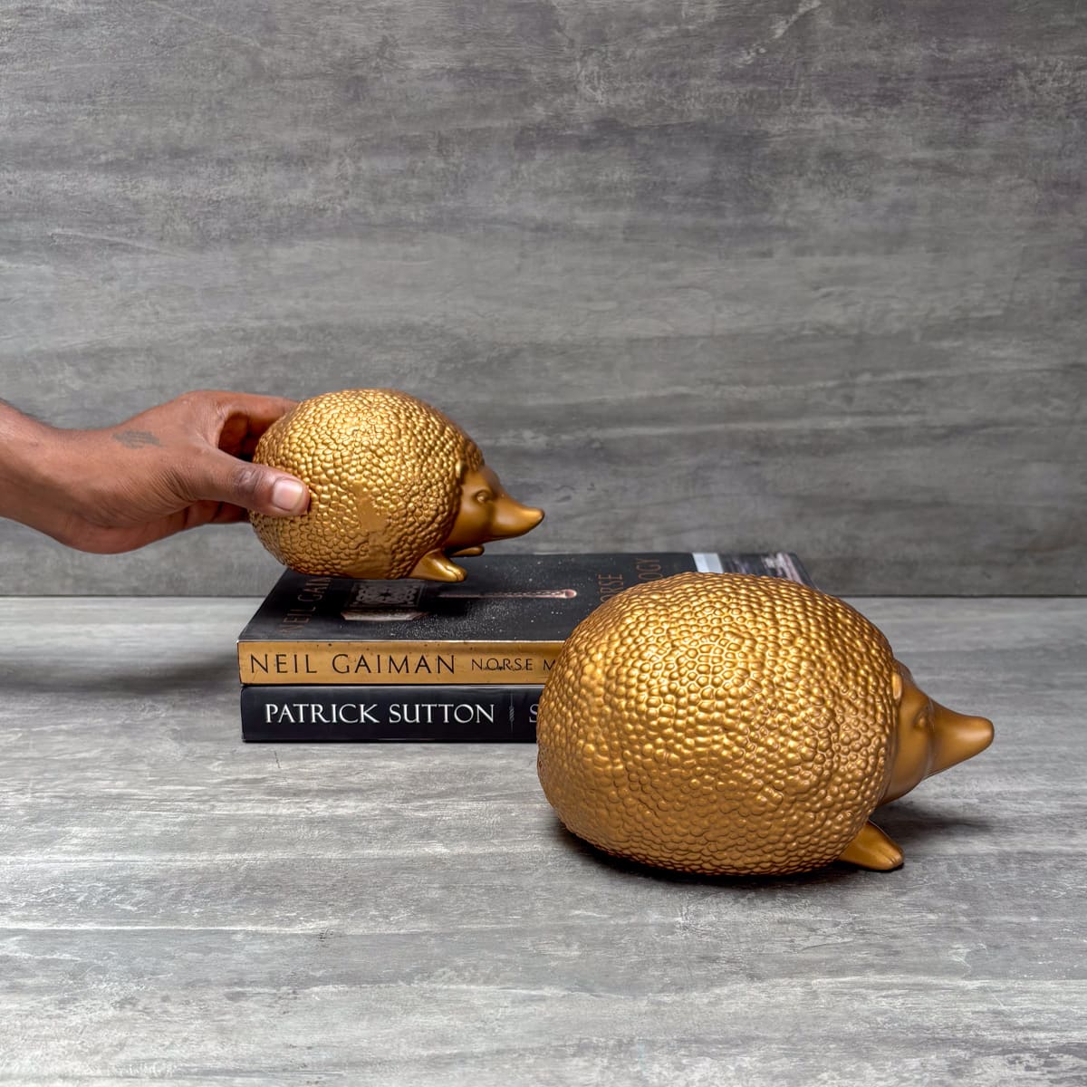 Golden Hedgehog Sculptures – Set of 2 - Home Artisan