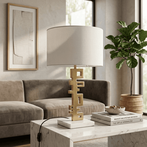 Faye Metal and Marble Table Lamp