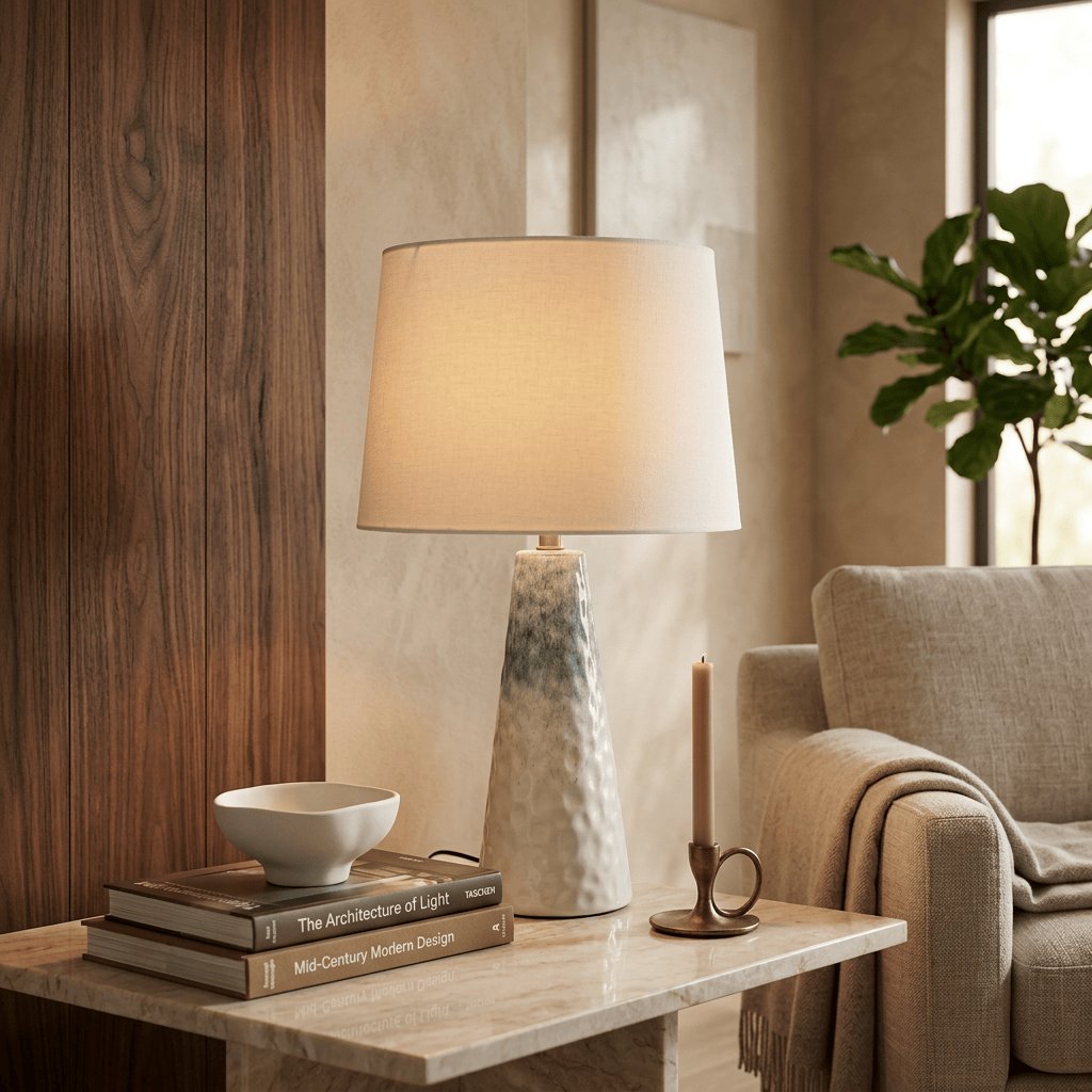 Ombre Blue & White Ceramic Table Lamp