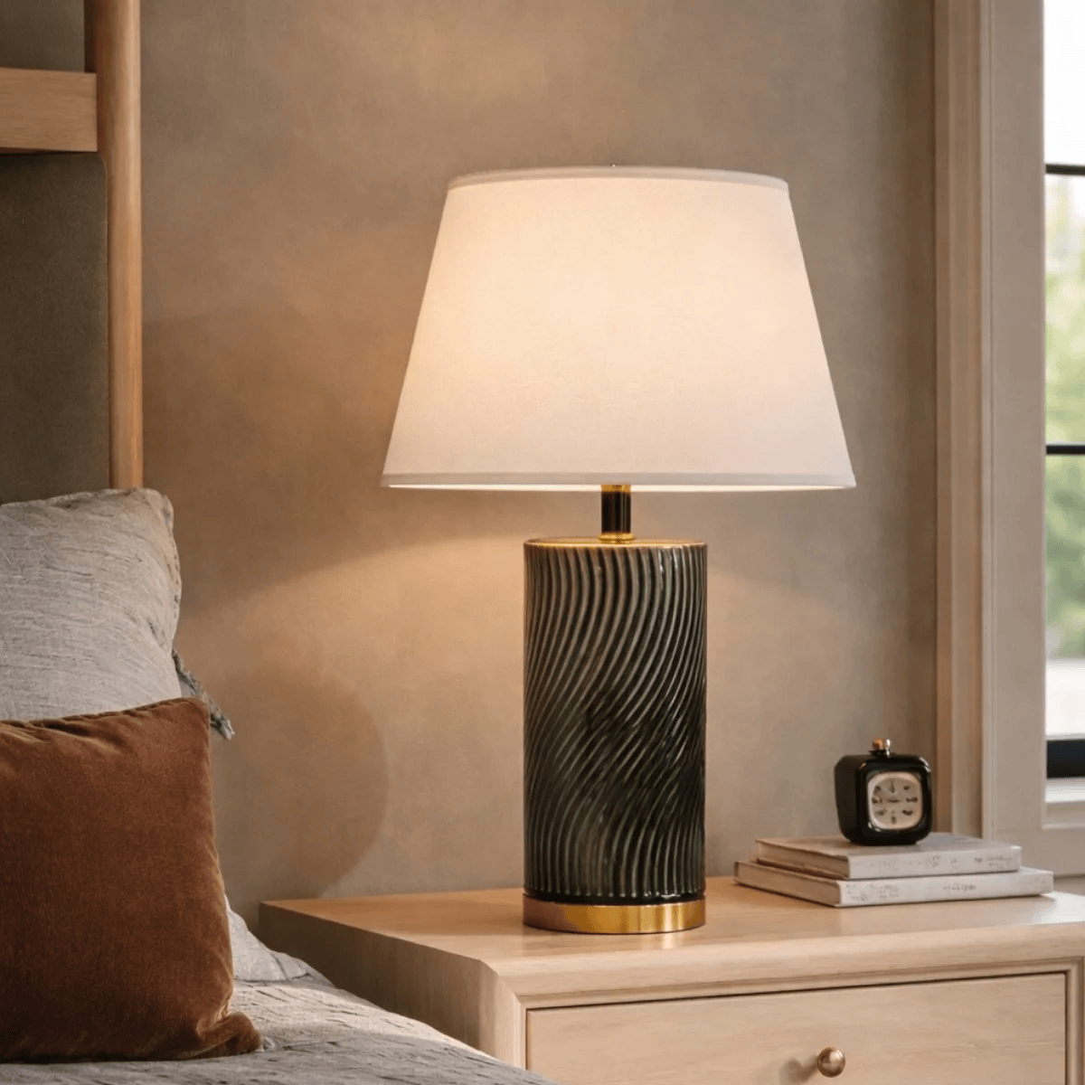 Green Ripple Ceramic Table Lamp