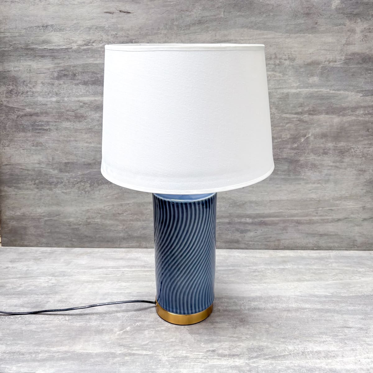 Navy Ripple Ceramic Table Lamp