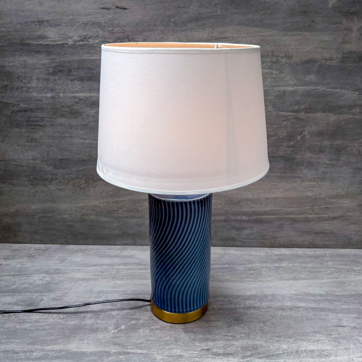 Navy Ripple Ceramic Table Lamp