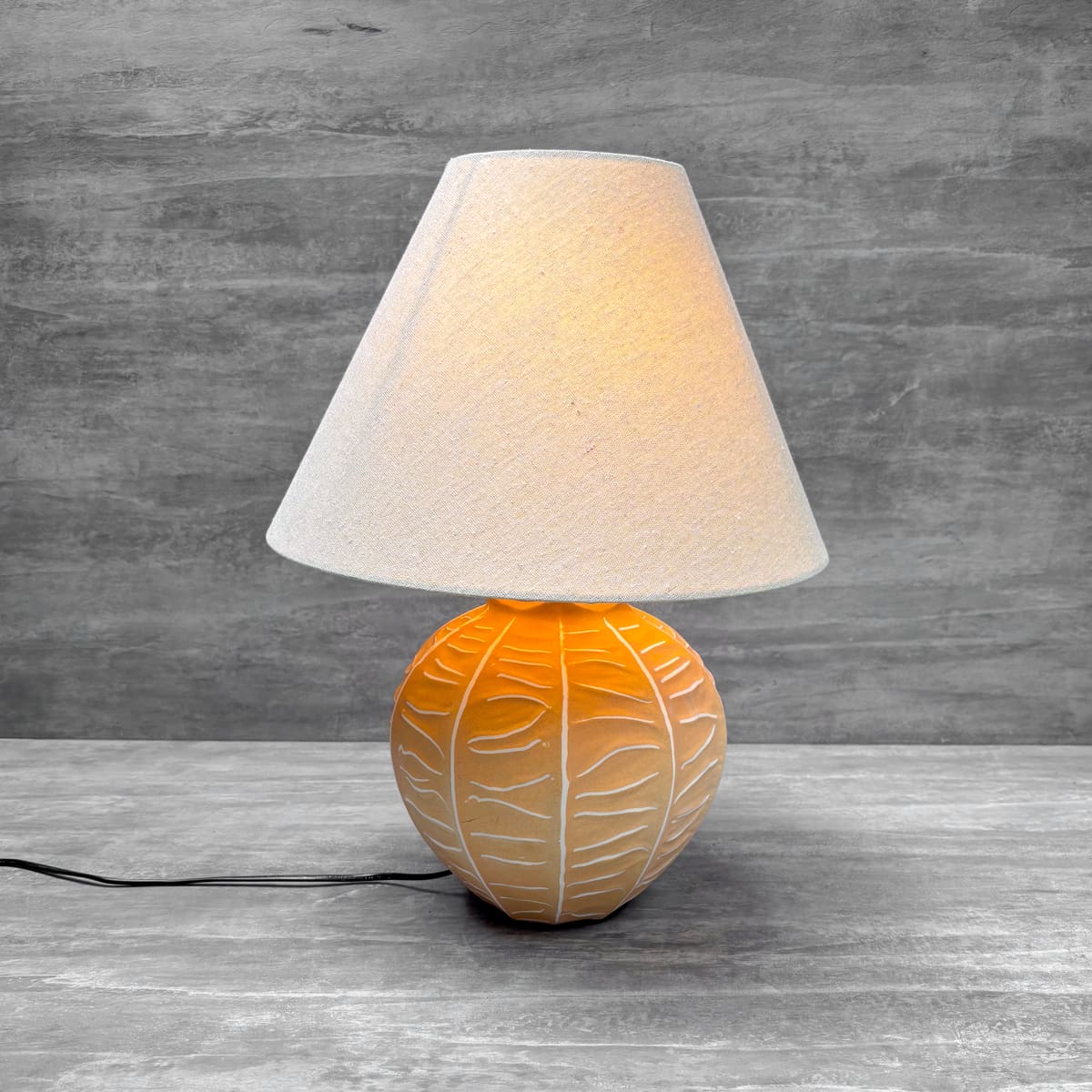 Terracotta Leaf Motif Ceramic Table Lamp (Small) - Home Artisan