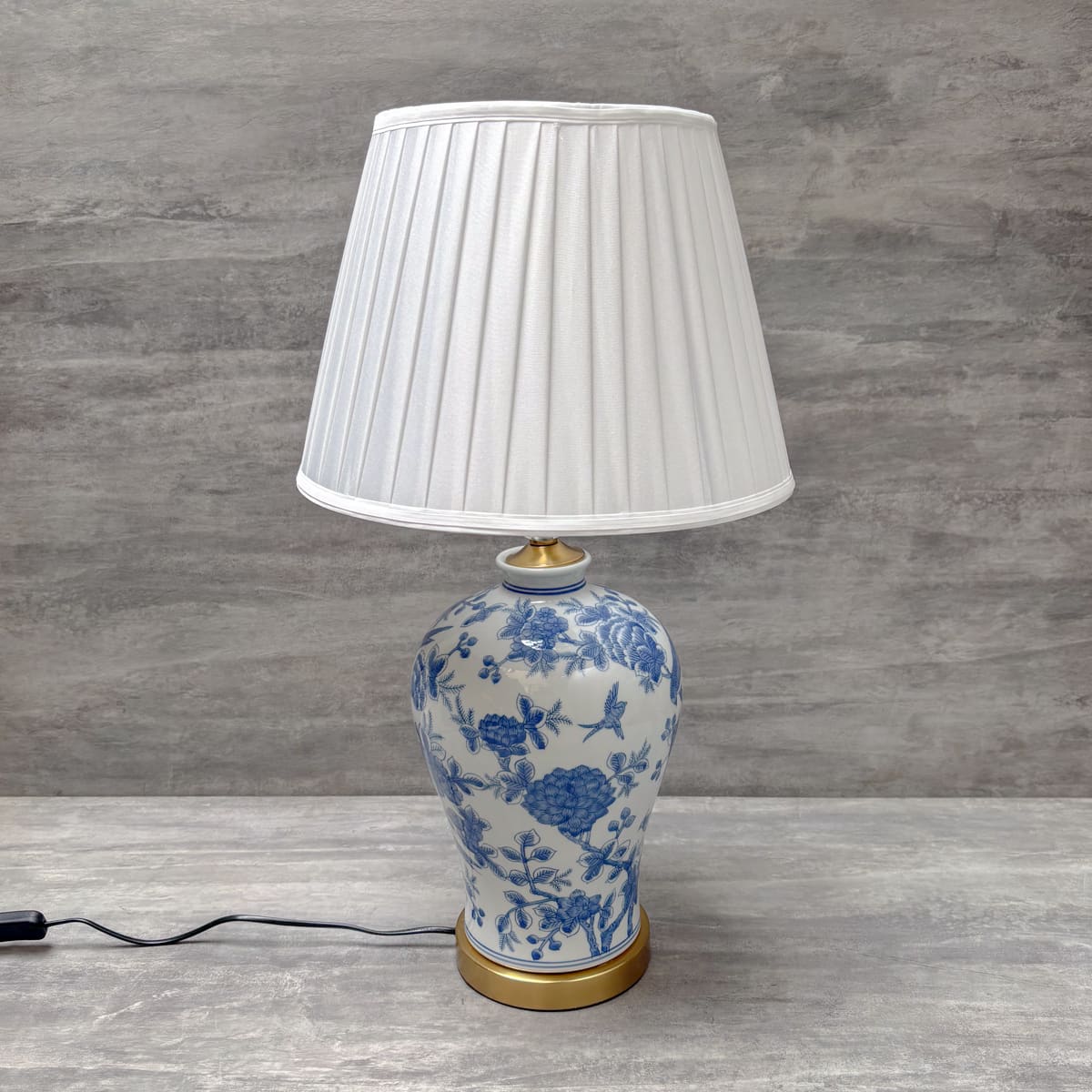 Blue Floral Ceramic Table Lamp - Home Artisan