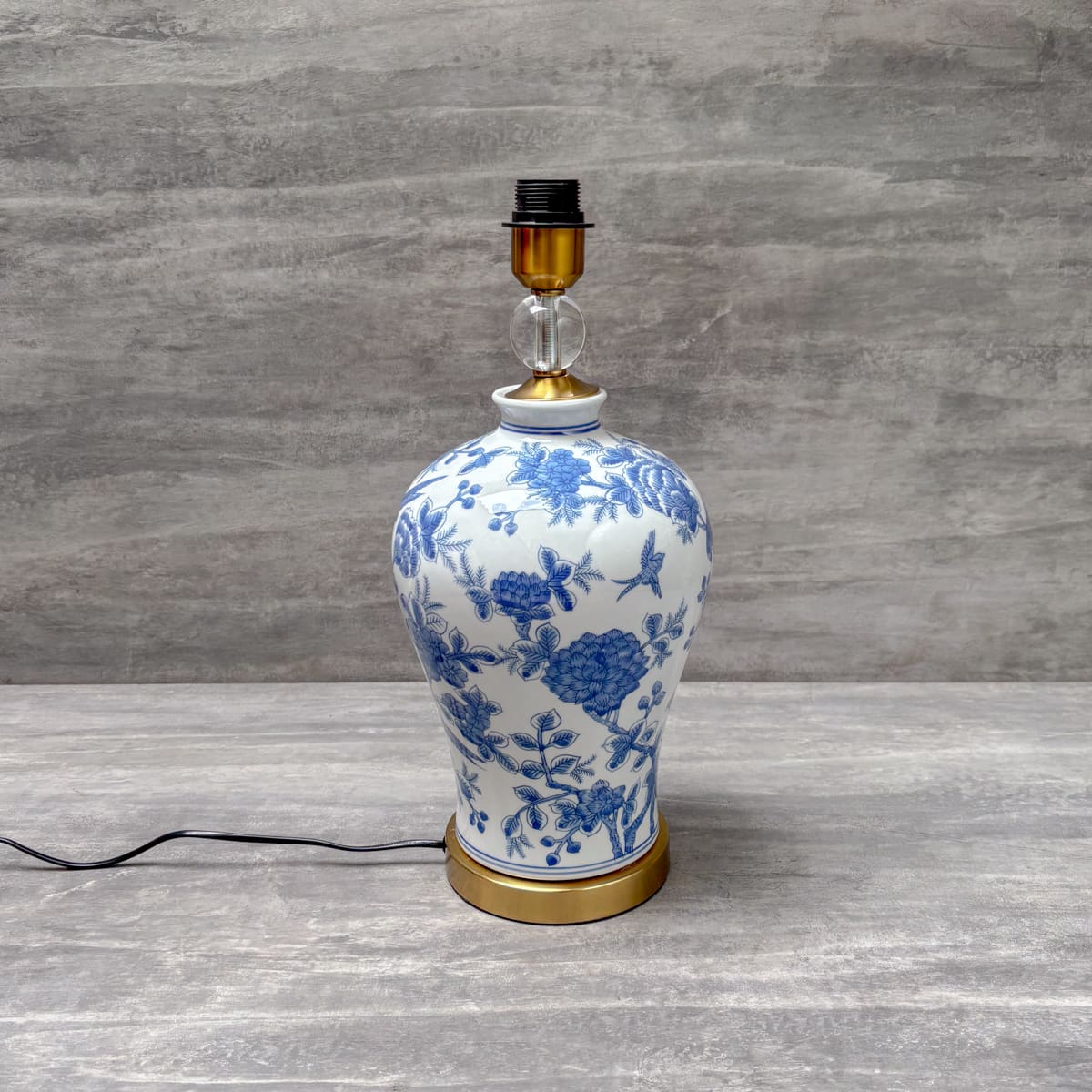 Blue Floral Ceramic Table Lamp - Home Artisan