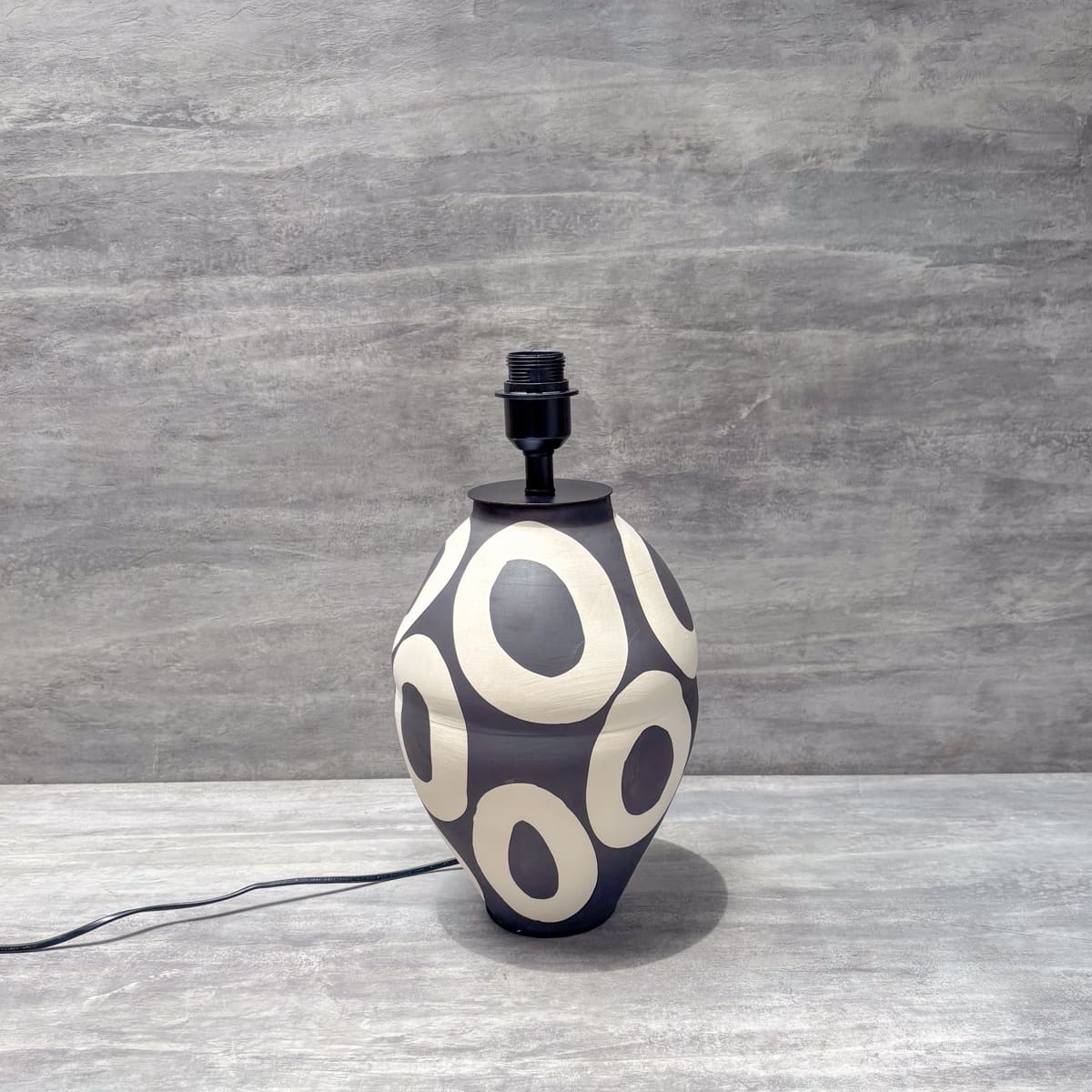 Bold Monochrome Oval Pattern Ceramic Table Lamp - Home Artisan