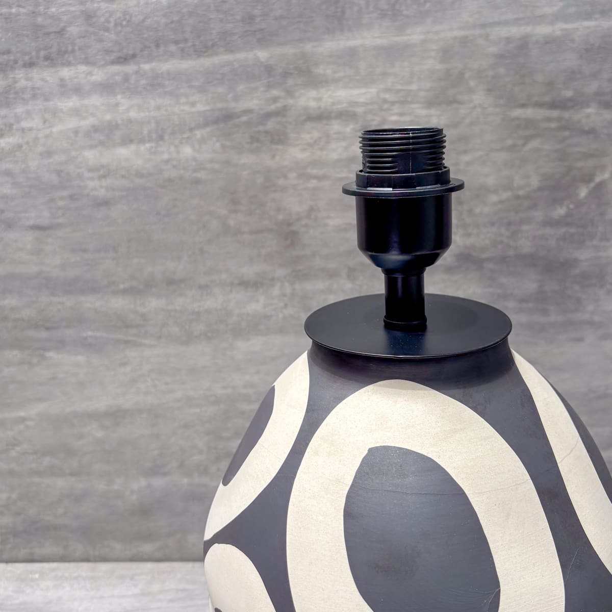 Bold Monochrome Oval Pattern Ceramic Table Lamp - Home Artisan