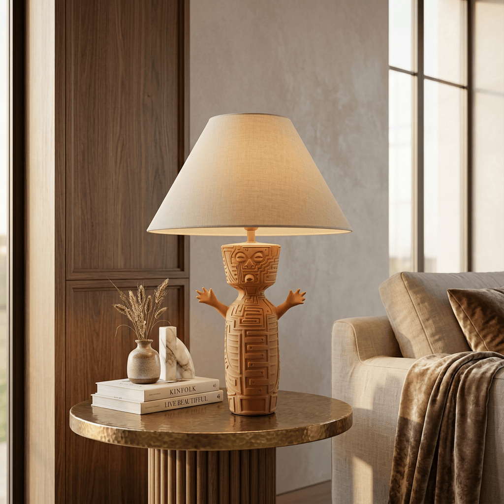 Tribal Totem Terracotta Table Lamp
