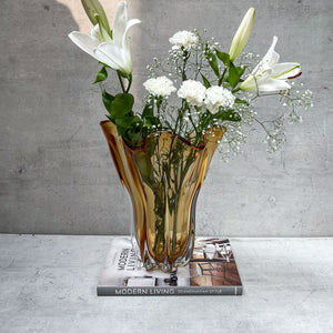 Cadyn Amber Opulent Glass Vase (Large) - Home Artisan