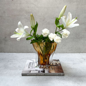 Cadyn Amber Opulent Glass Vase (Small) - Home Artisan